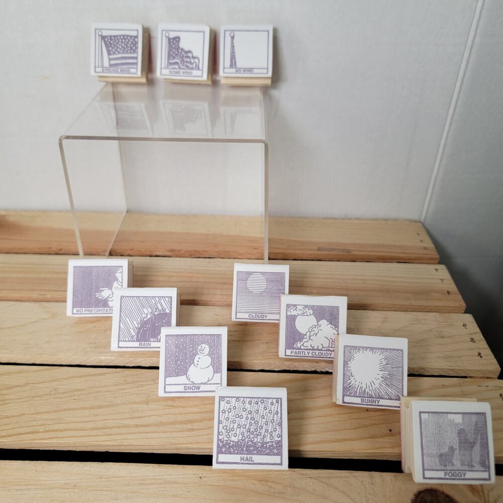 Set of 11 - 1.5" Weather Themed Rubber Stamps